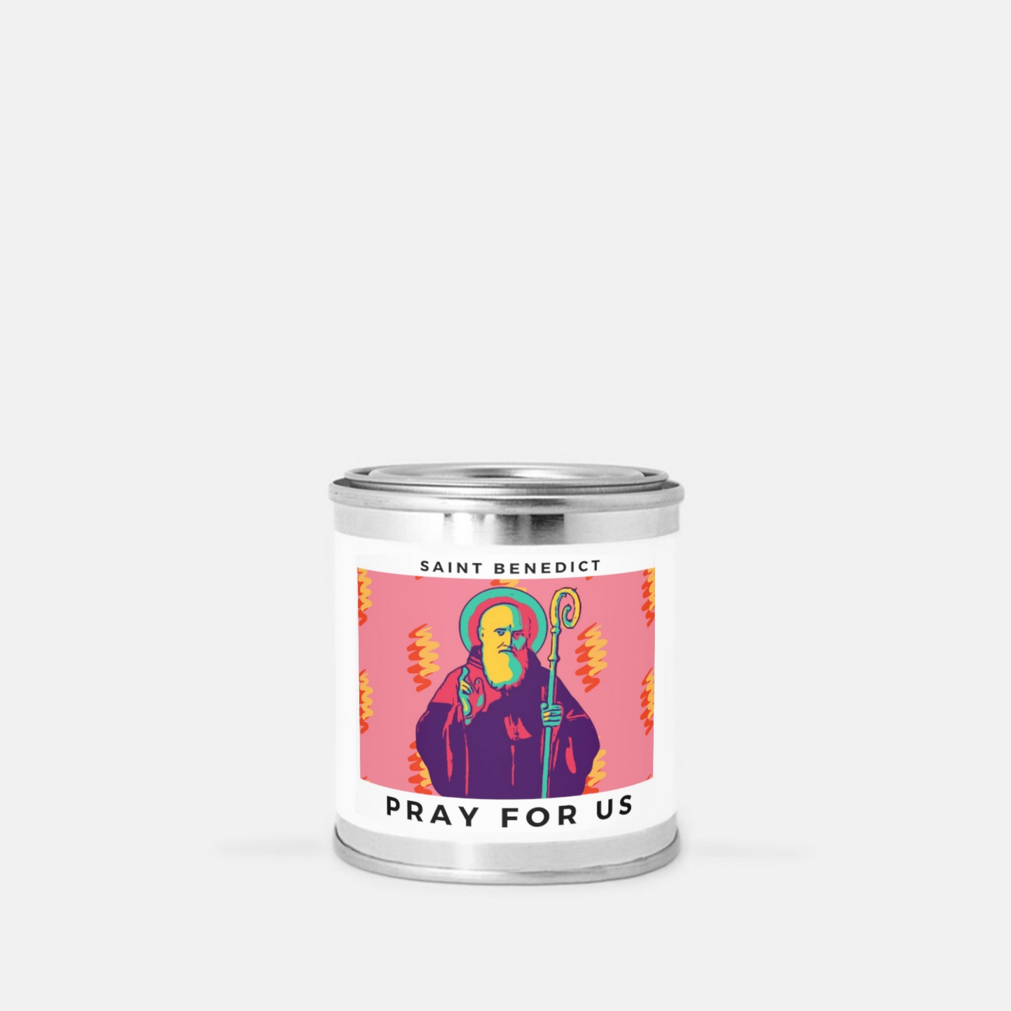 Saint Benedict- Tin Candle (Hand Poured 8 oz.)