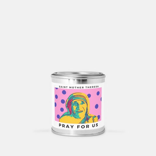 Saint Mother Teresa- Tin Candle (Hand Poured 8 oz.)