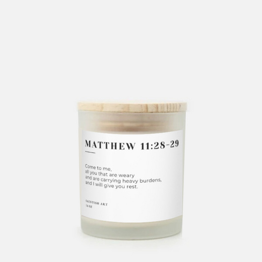 Bible Verse Scented Candle - Matthew 11:28 (Hand Poured 11 oz)