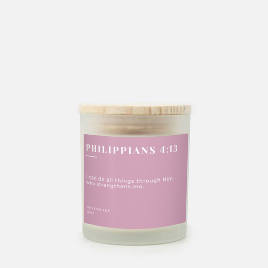 Bible Verse Scented Candle - Philippians 4:13 (Hand Poured 11oz)