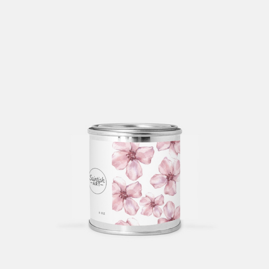 Floral Print Tin Candle (Hand Poured 8 oz.)