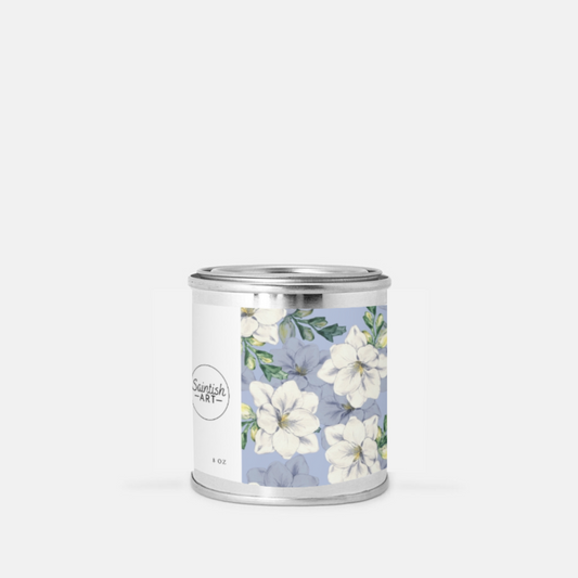 Floral Print Tin Candle (Hand Poured 8 oz.)