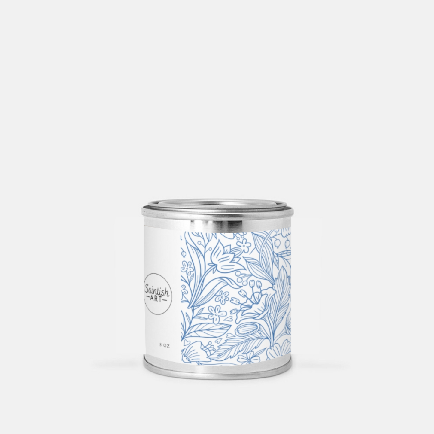 Floral Print Tin Candle (Hand Poured 8 oz.)