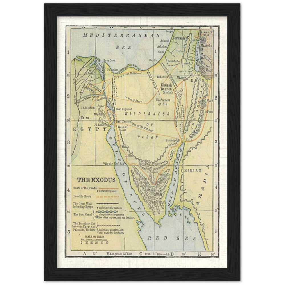 Map of The Exodus Framed Poster Print