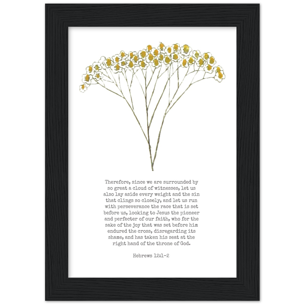 Bible Verse Framed Poster Print - Hebrews 12:1-2