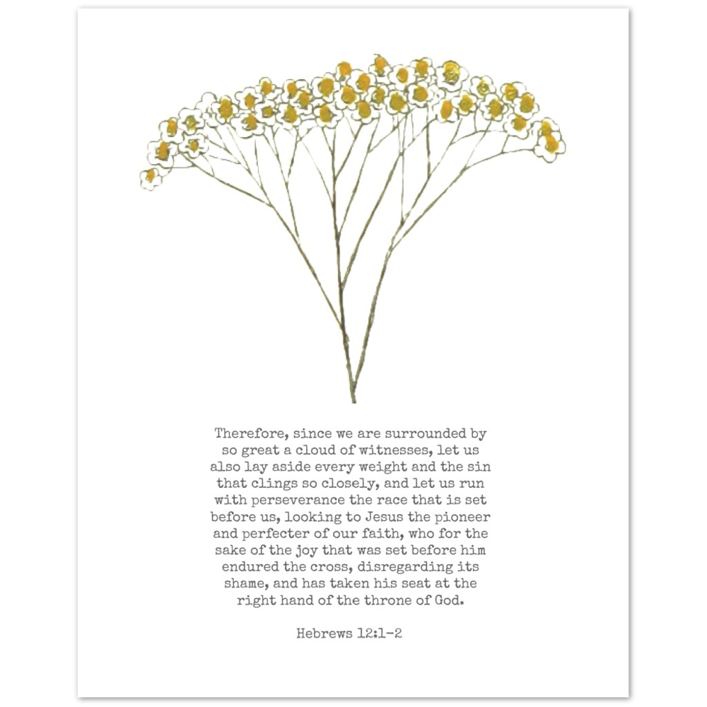 Bible Verse Poster Print - Hebrews 12:1-2