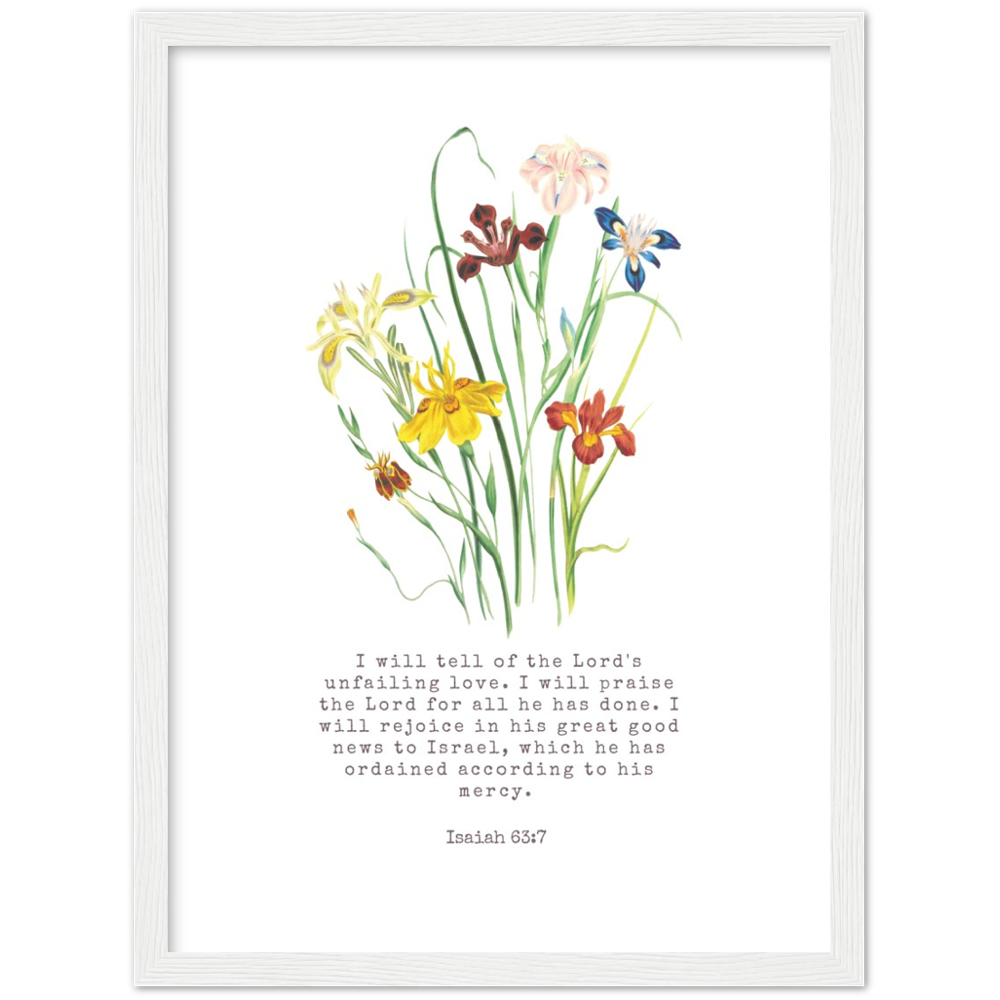 Bible Verse Framed Poster Print - Isaiah 63:7