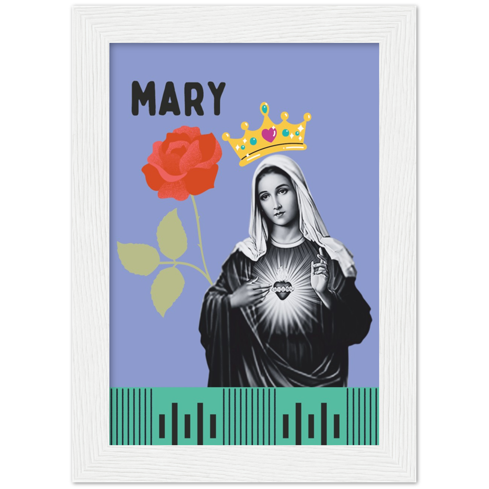 Pop Art Style Framed Portrait of Mary