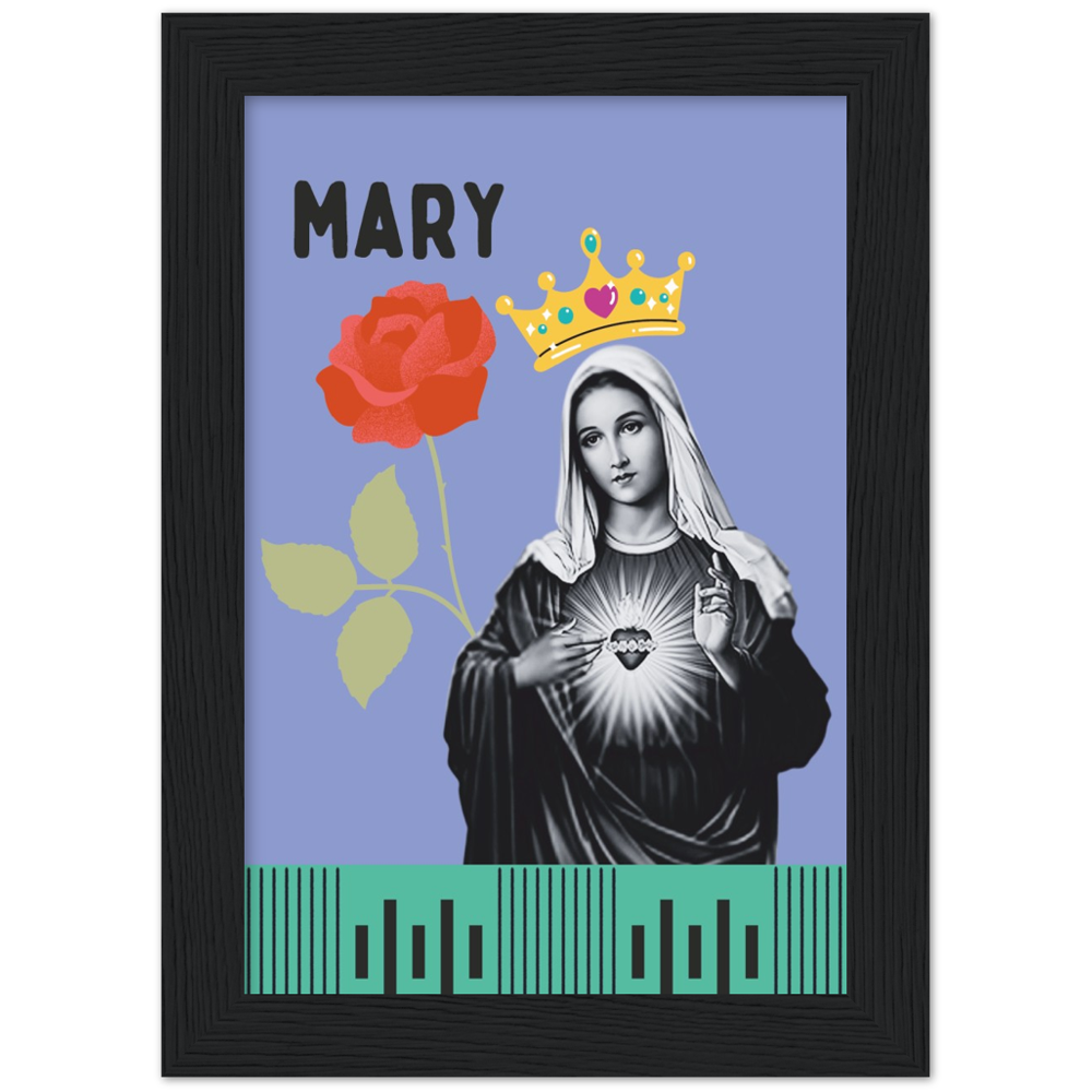 Pop Art Style Framed Portrait of Mary