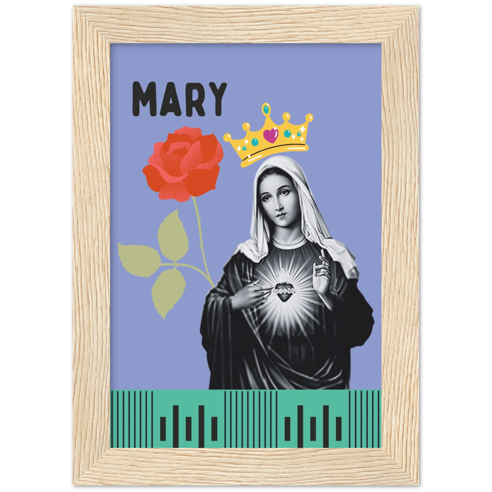 Pop Art Style Framed Portrait of Mary