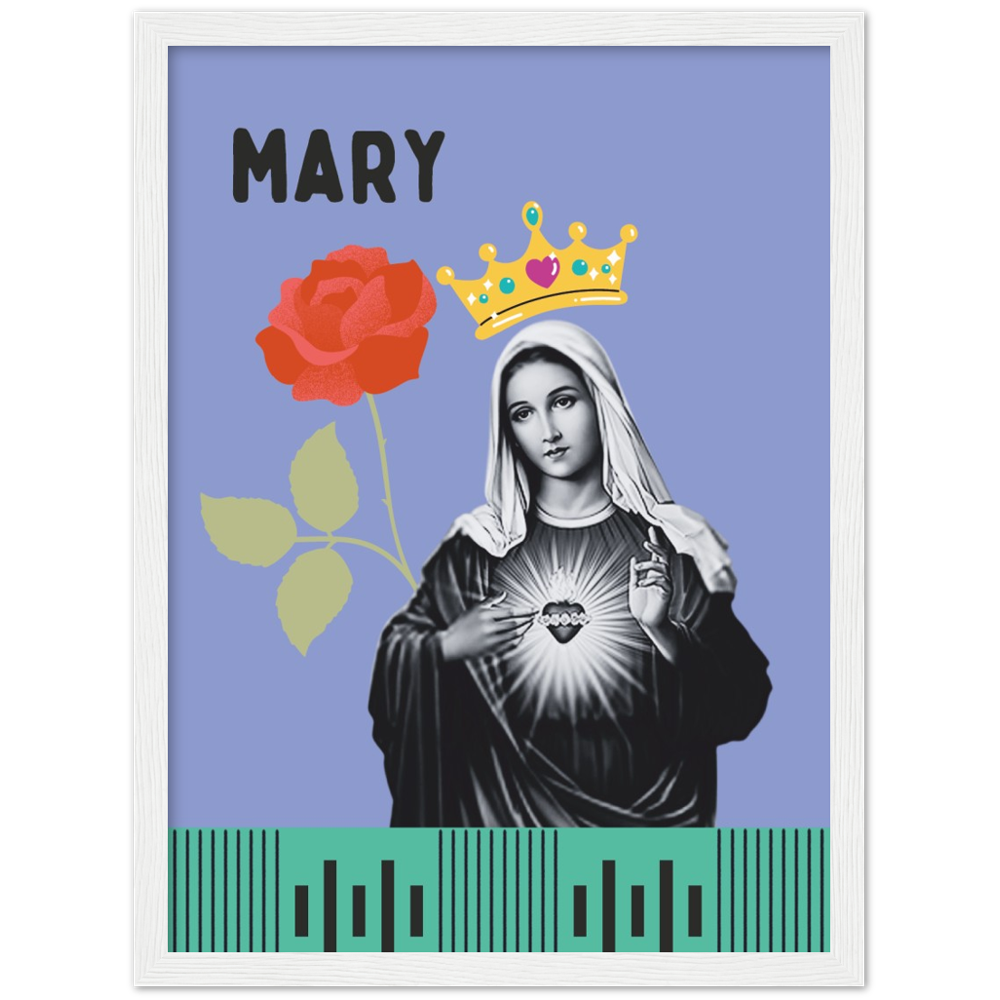 Pop Art Style Framed Portrait of Mary