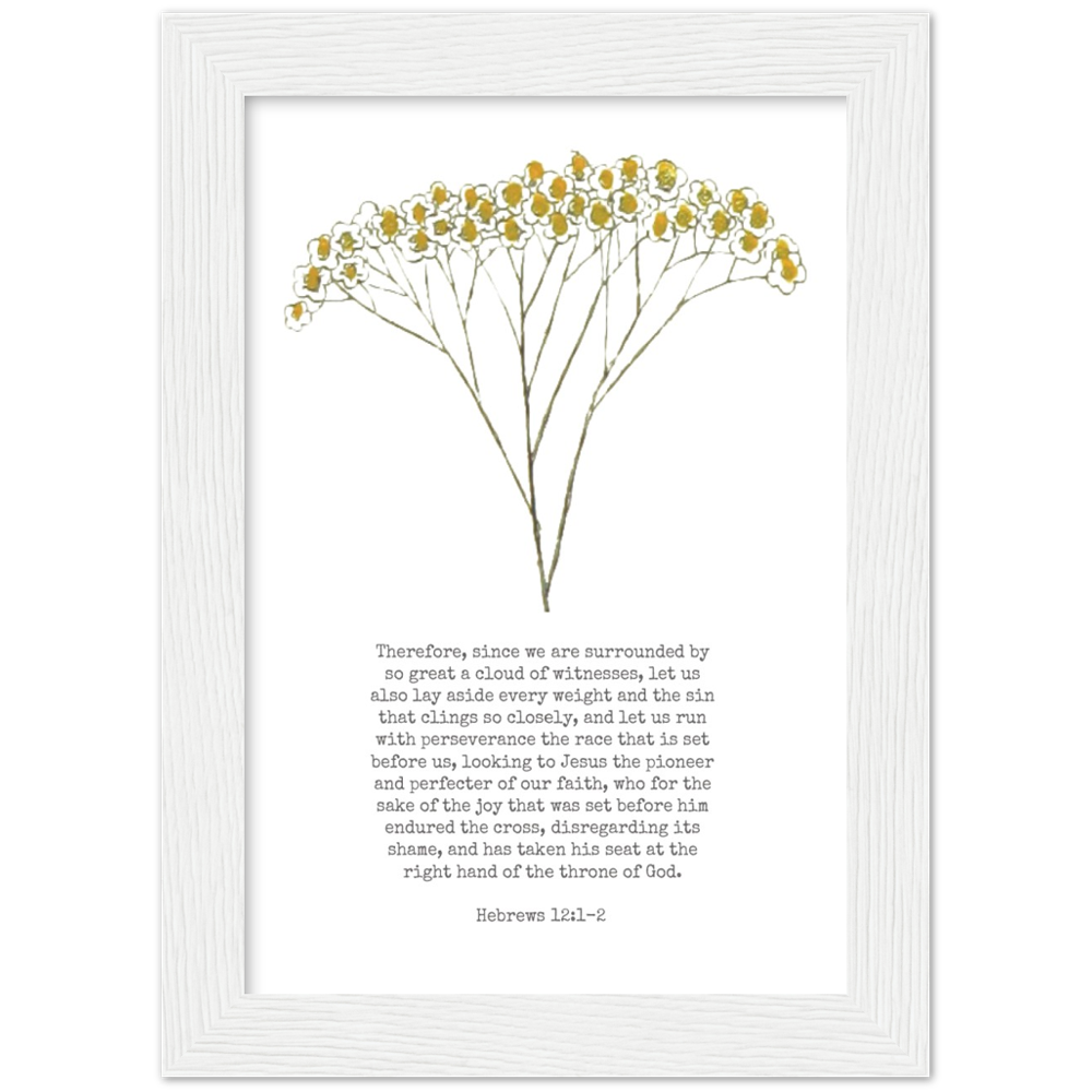 Bible Verse Framed Poster Print - Hebrews 12:1-2