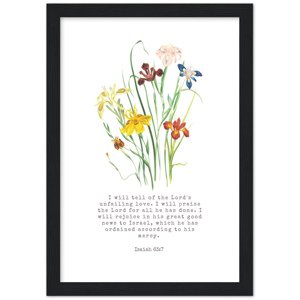 Bible Verse Framed Poster Print - Isaiah 63:7