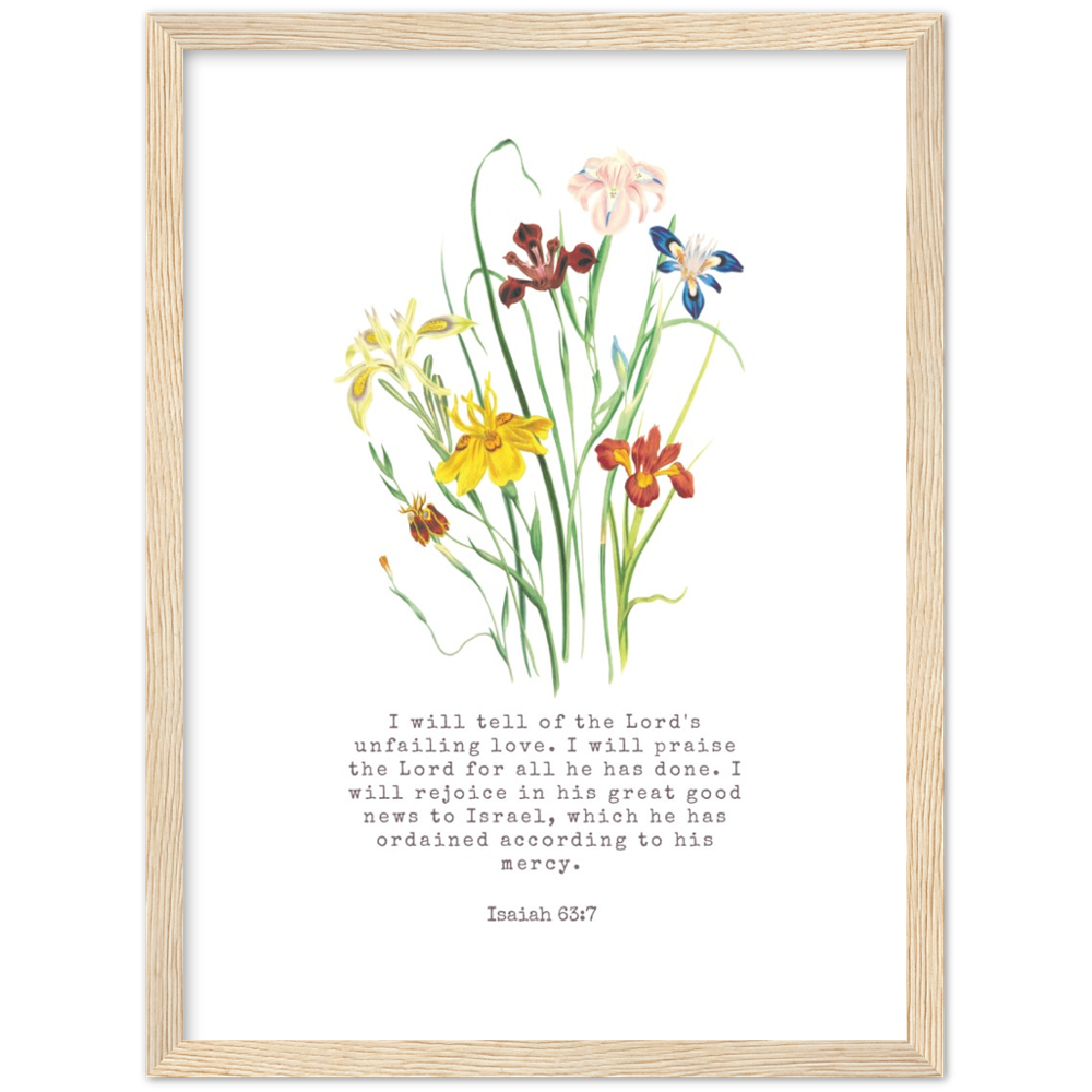 Bible Verse Framed Poster Print - Isaiah 63:7