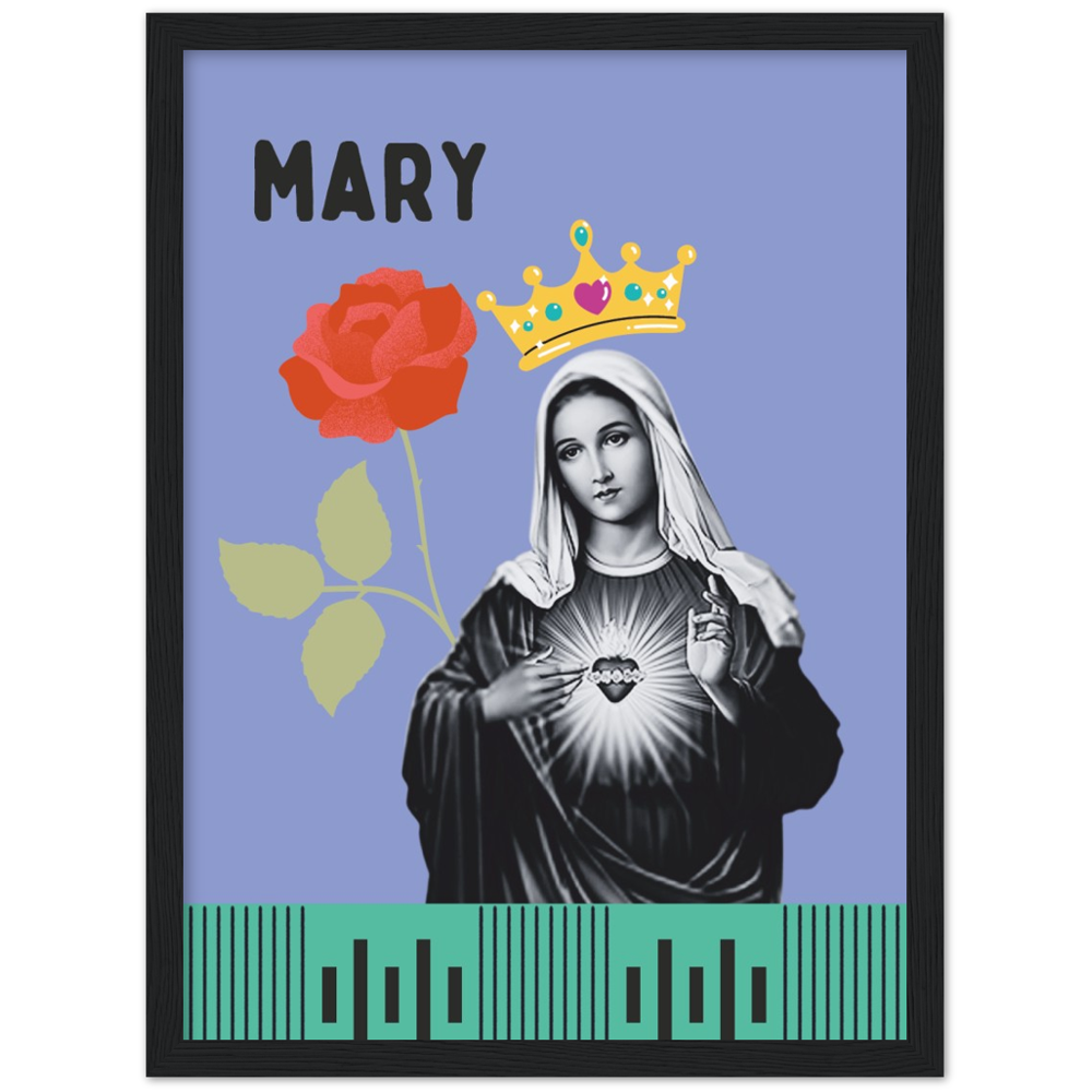 Pop Art Style Framed Portrait of Mary