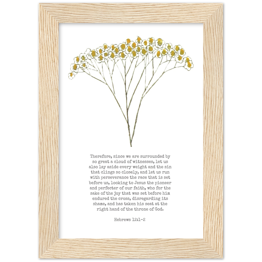 Bible Verse Framed Poster Print - Hebrews 12:1-2