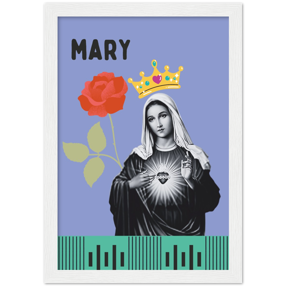 Pop Art Style Framed Portrait of Mary