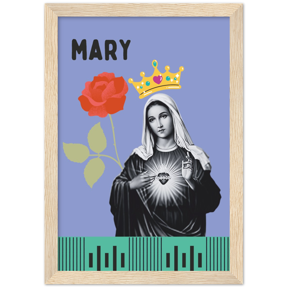 Pop Art Style Framed Portrait of Mary