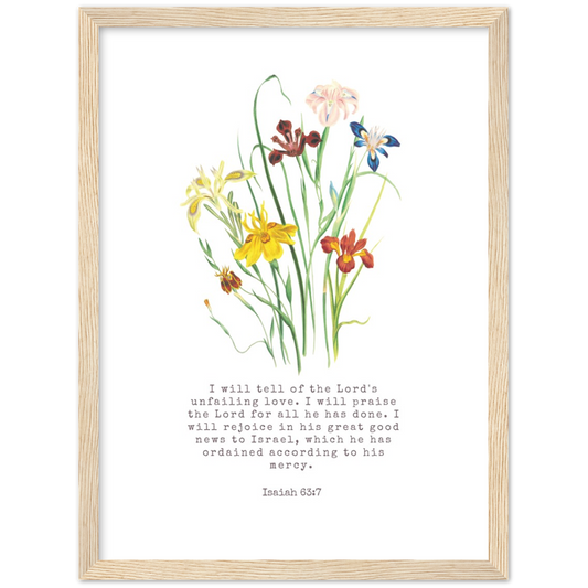 Bible Verse Framed Poster Print - Isaiah 63:7