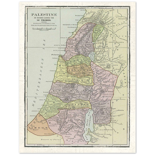 Map of The 12 Tribes of Israel Poster Print