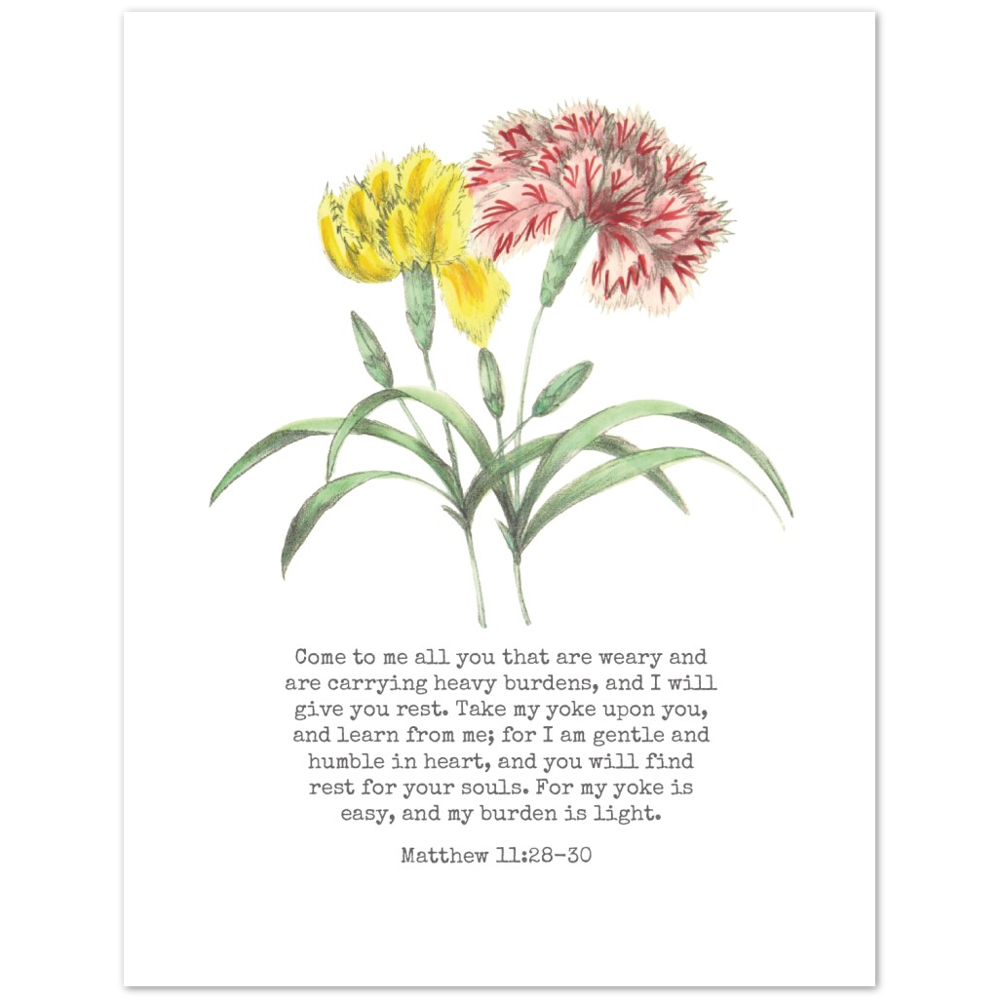 Bible Verse Poster Print - Matthew 11:28-30