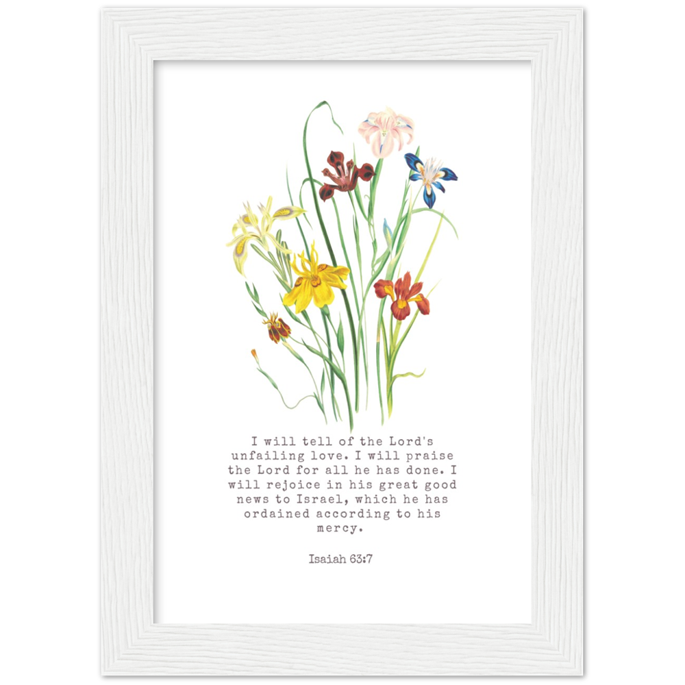 Bible Verse Framed Poster Print - Isaiah 63:7