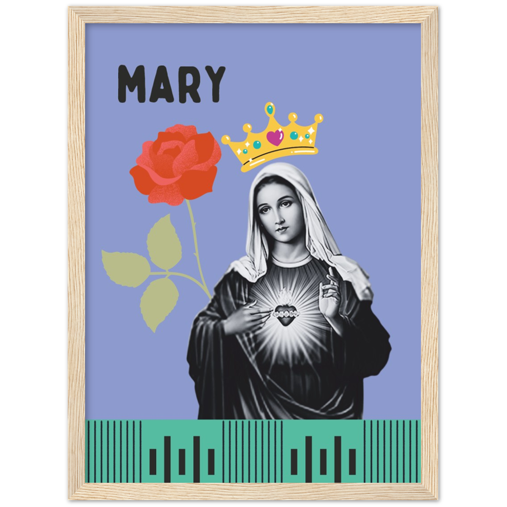 Pop Art Style Framed Portrait of Mary