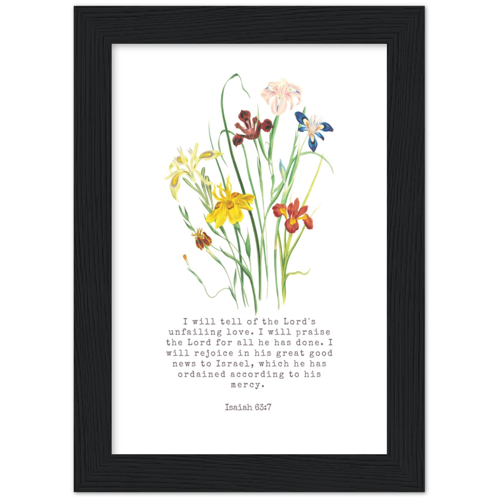 Bible Verse Framed Poster Print - Isaiah 63:7