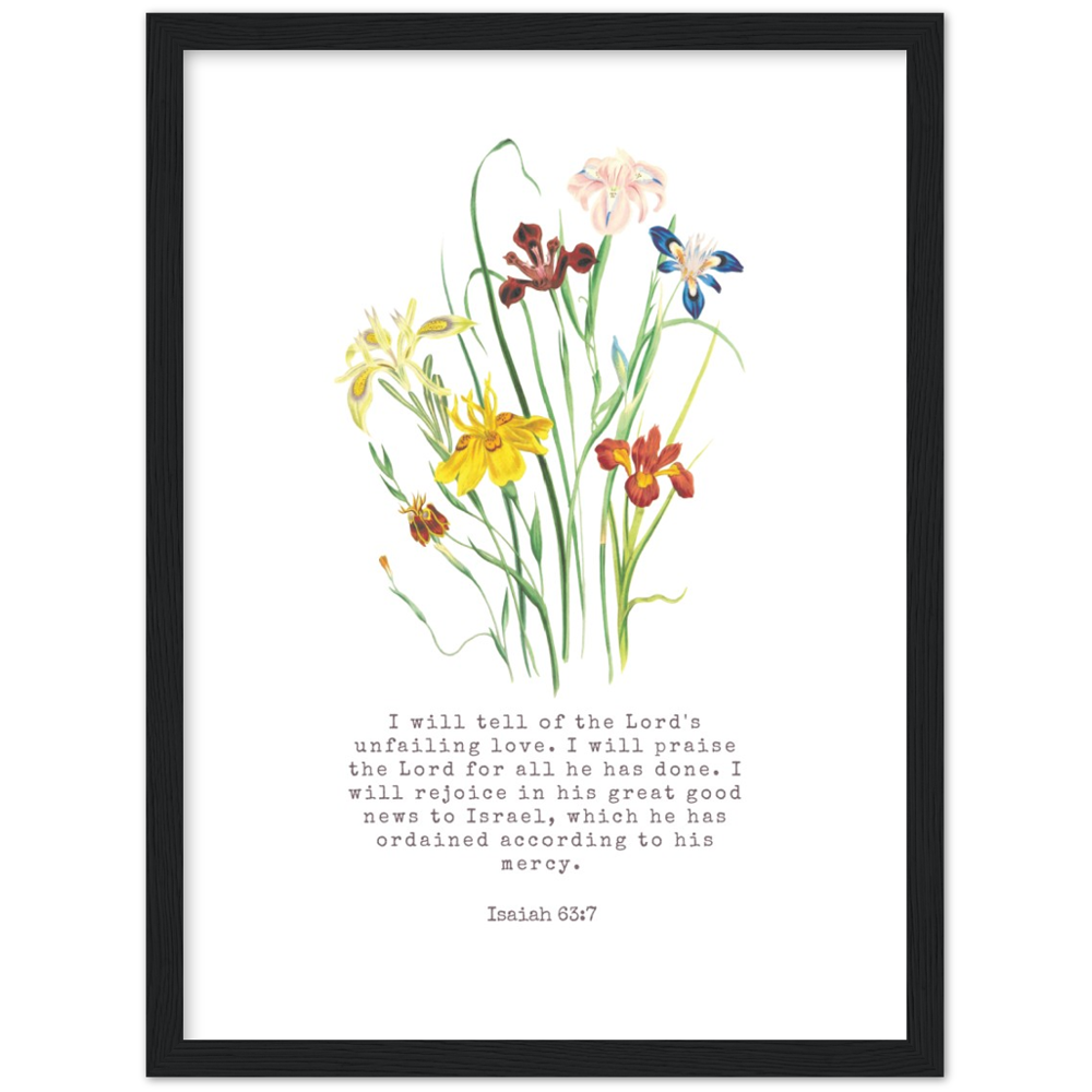 Bible Verse Framed Poster Print - Isaiah 63:7