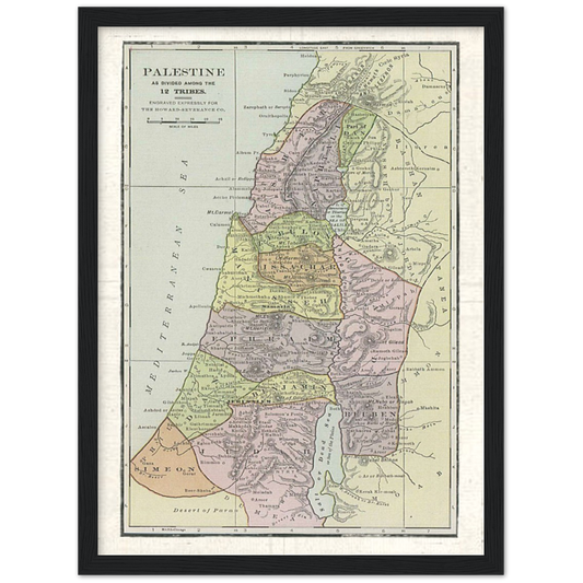 Map of The 12 Tribes of Israel Framed Poster Print