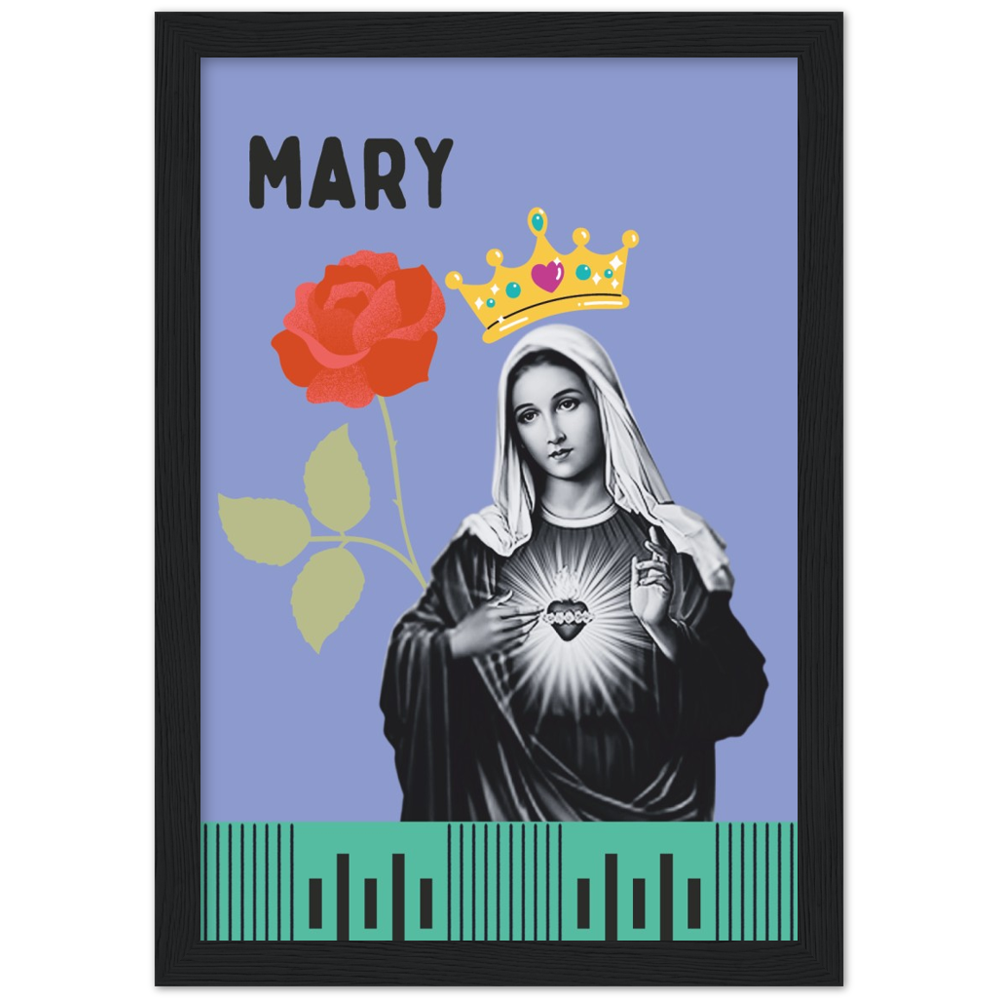 Pop Art Style Framed Portrait of Mary