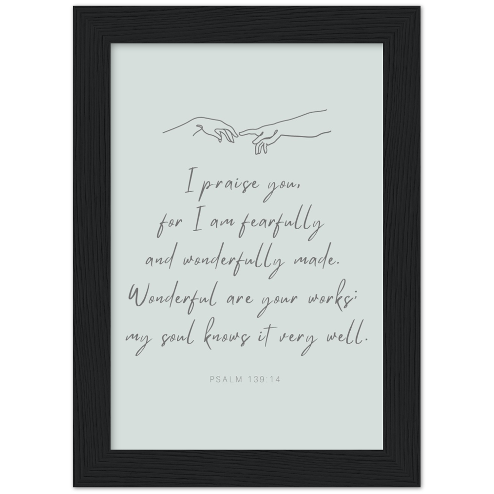 Bible Verse Framed Poster Print - Psalm 139:14