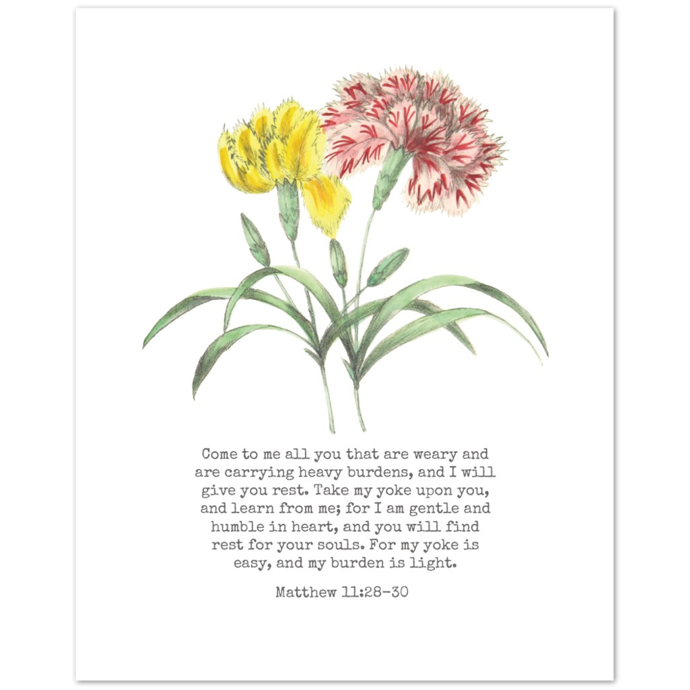 Bible Verse Poster Print - Matthew 11:28-30