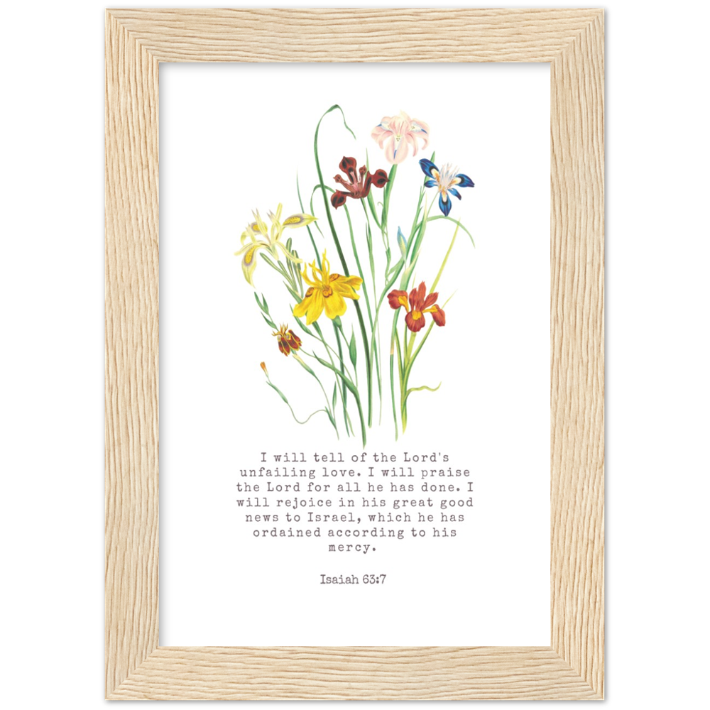 Bible Verse Framed Poster Print - Isaiah 63:7