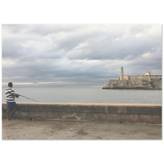 Fisher at La Malecon in Havana, Cuba Photo Print